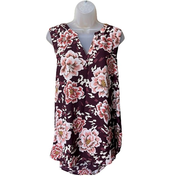 Maurice's Atwood Floral Tank Top Burgundy Combo Sz XXL Business Casual Pullover - Picture 9 of 10